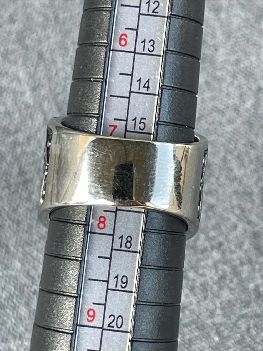 Black Silver large statement gothic ring Size 7.5